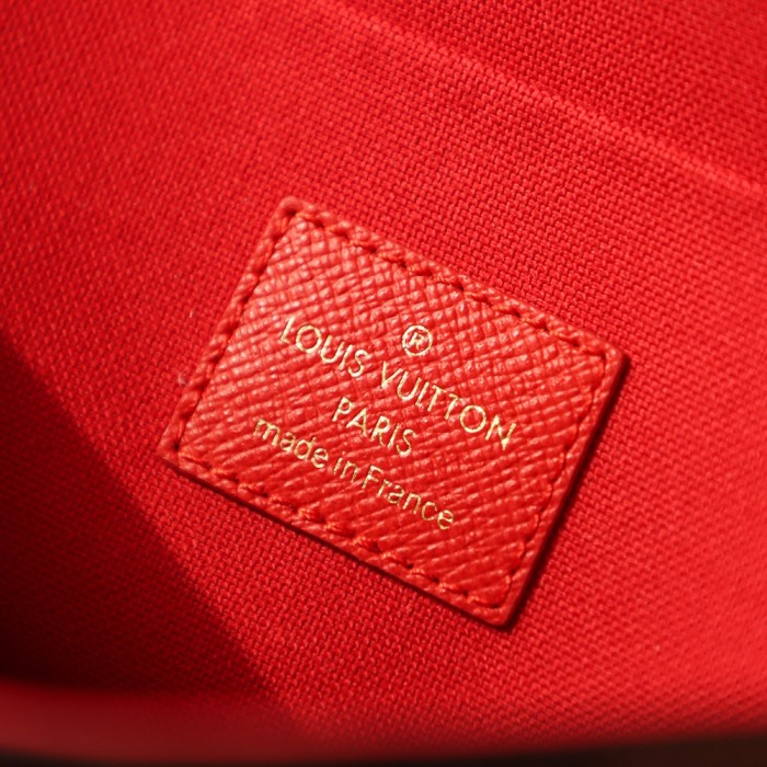 POCHETTE FELICIE BROWN & WHITE CANVAS & BROWN MONGRA