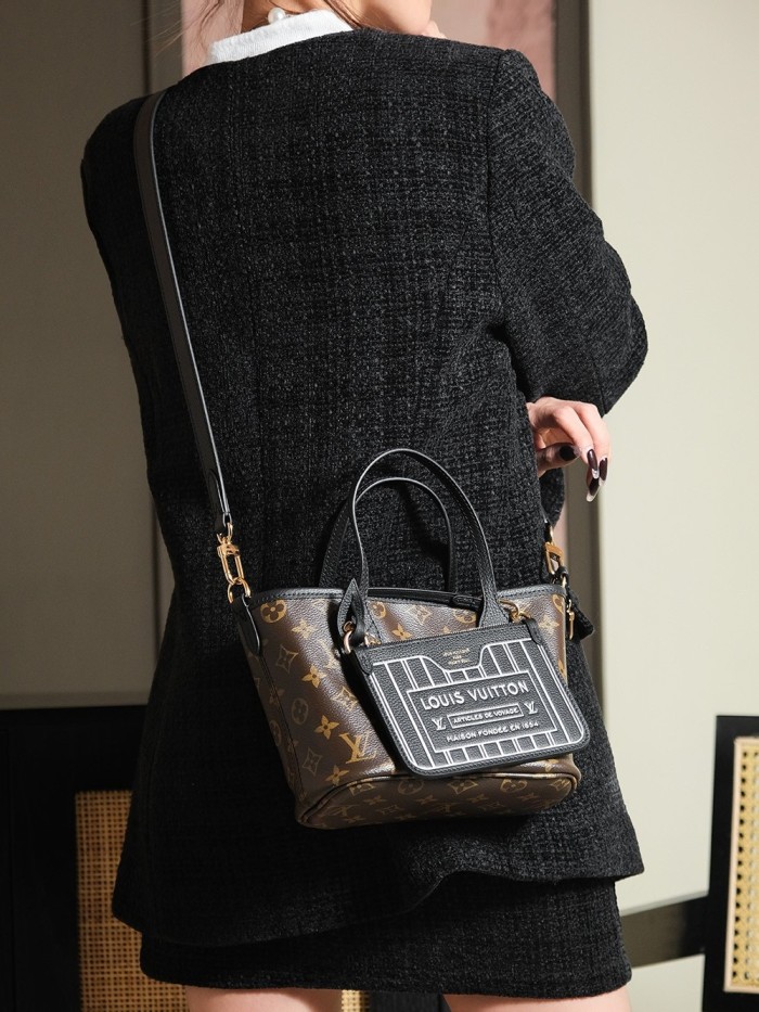 NEVERFULL BANDOULIERE INSIDE OUT BB - BLACK & Rose & DARK FANGO