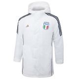 24-25 Italy White Hooded Windbreaker Fabric Cotton Coat #G222
