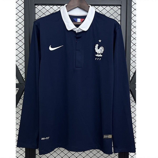 2014 France Home Long Sleeve Retro Soccer Jersey (长袖)
