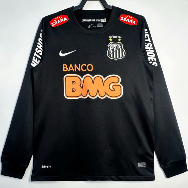 2012-2013 Santos FC Black Long Sleeve Retro Soccer Jersey (长袖)