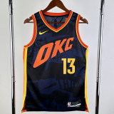 23-24 OKC Thunder GEORGE #13 Dark Blue City Edition Top Quality Hot Pressing NBA Jersey