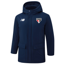 24-25 Sao Paulo Royal Blue Hooded Windbreaker Fabric Cotton Coat #G259