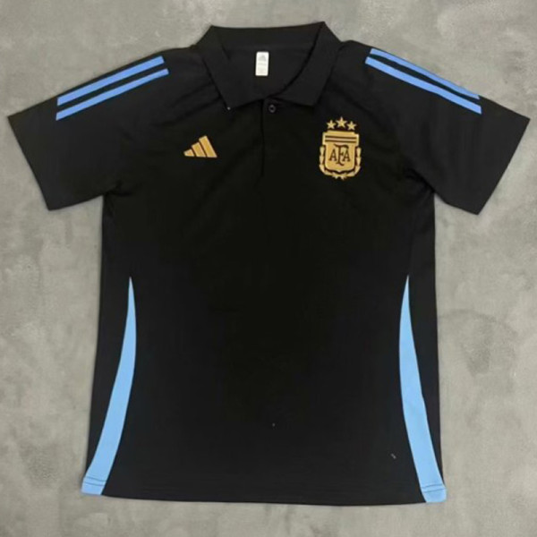 24-25 Argentina Black Polo Short Sleeve (金队标)