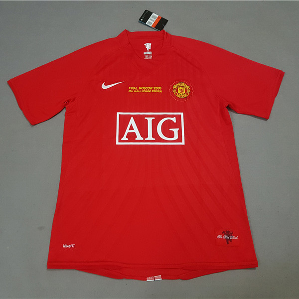 2007-2008 Man Utd home Red Retro soccer jersey (决赛字)