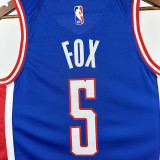 24-25 Kings FOX #5 Blue City Edition Top Quality Hot Pressing NBA Jersey