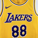 22-23 LAKERS YUNJIN #88 Yellow Top Quality Hot Pressing NBA Jersey(圆领)