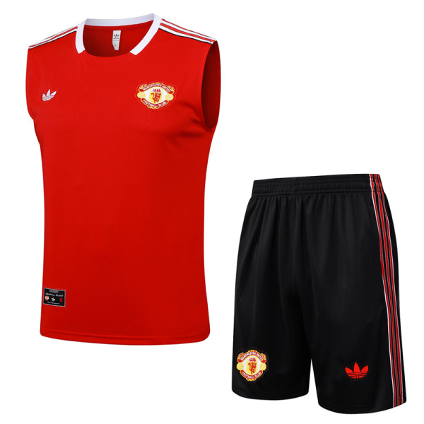 25-26 Man Utd Red Tank top and shorts suit #D2541
