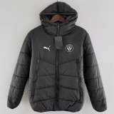 24-25 Man City Black Hooded Cotton Coat #棉衣