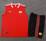25-26 Man Utd Red Tank top and shorts suit #D2541