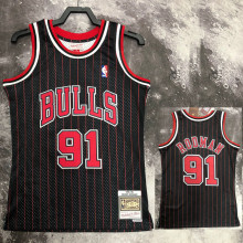 1996 BULLS RODMAN #91 Black Retro Top Quality Hot Pressing NBA Jersey