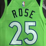 Timberwolves ROSE #25 Fluorescent Green Top Quality Hot Pressing NBA Jersey