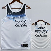 24-25 Timberwolves TOWNS #32 White City Edition Top Quality Hot Pressing NBA Jersey