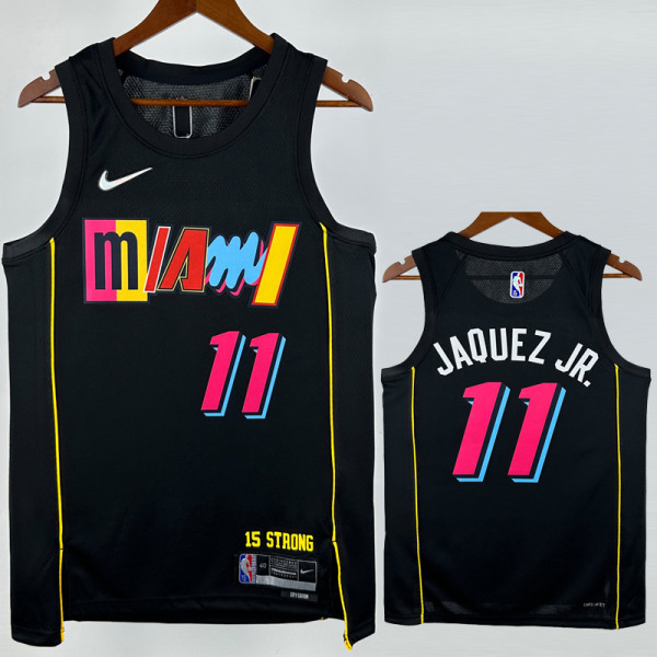 21-22 HEAT JAQUEZ JR. #11 Black City Edition Top Quality Hot Pressing NBA Jersey (圆领）