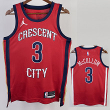 22-23 Pelicans McCOLLUM #3 Red Top Quality Hot Pressing NBA Jersey (Trapeze Edition) 飞人版