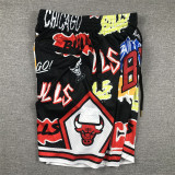 BULLS Black City Edition Top Quality NBA Pocket Pants #公牛涂鸦