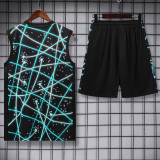 25-26 INT Black blue Tank top and shorts suit