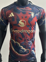 25-26 Man Utd Red Black Player Version Training shirts (蛇纹)