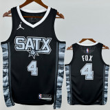 22-23 SA Spurs FOX #4 Black Top Quality Hot Pressing NBA Jersey (Trapeze Edition) 飞人版