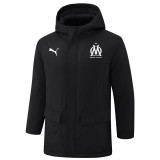 24-25 Marseille Black Hooded Windbreaker Fabric Cotton Coat #G249(白标)