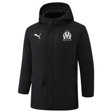 24-25 Marseille Black Hooded Windbreaker Fabric Cotton Coat #G249(白标)