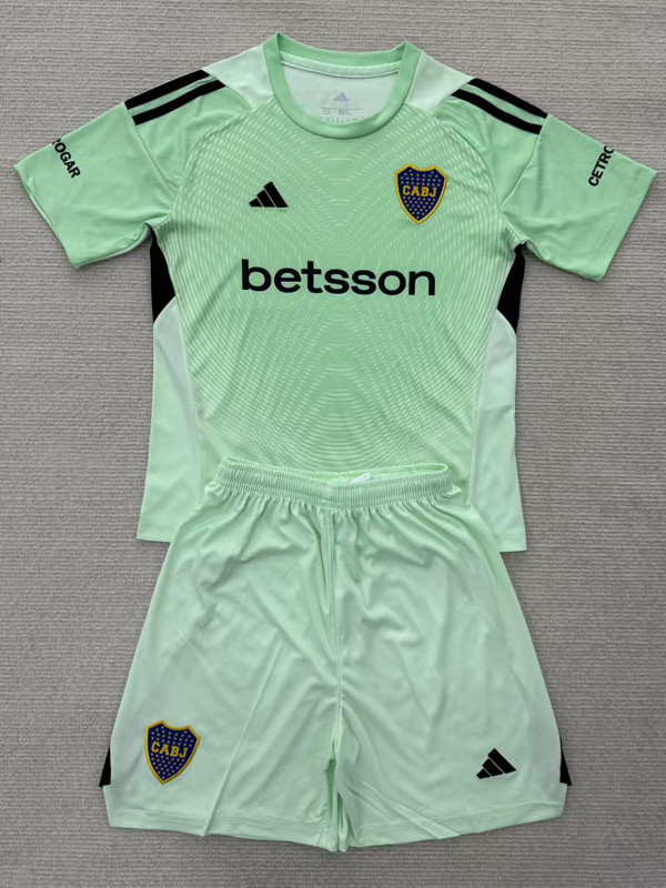 25-26 Boca Juniors Green GoalKeeper Kids Soccer Jersey