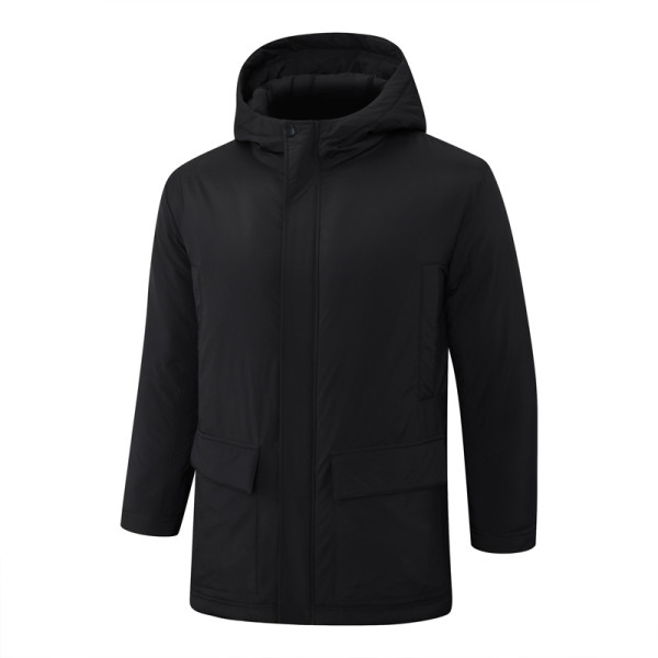 24-25 Black Hooded Windbreaker Fabric Cotton Coat #G264光板