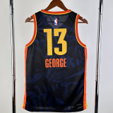 23-24 OKC Thunder GEORGE #13 Dark Blue City Edition Top Quality Hot Pressing NBA Jersey