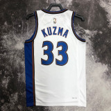 22-23 Wizards KUZMA #33 White Top Quality Hot Pressing NBA Jersey (Retro Logo)