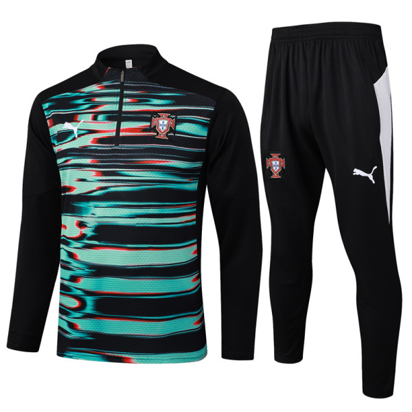 25-26 Portugal Black green Half Pull Tracksuit #B2507(半拉链)