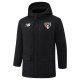 24-25 Sao Paulo Black Hooded Windbreaker Fabric Cotton Coat #G261