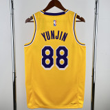 22-23 LAKERS YUNJIN #88 Yellow Top Quality Hot Pressing NBA Jersey(圆领)