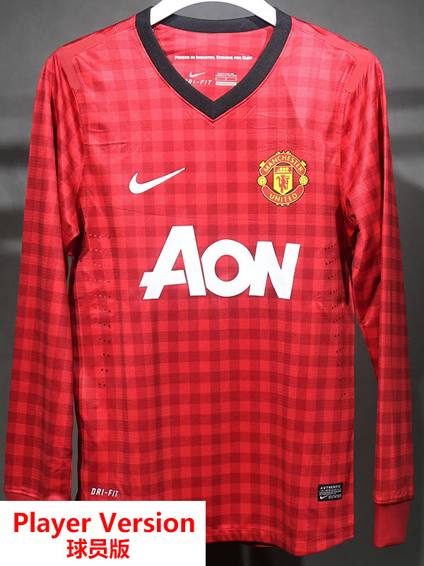 2012-2013 Man Utd Home Player Version 长袖球员 Long Sleeve Retro Soccer Jersey