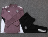 25-26 Man Utd Grey purple Half Pull Tracksuit #B2550(半拉链)