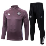 25-26 Man Utd Grey purple Half Pull Tracksuit #B2550(半拉链)