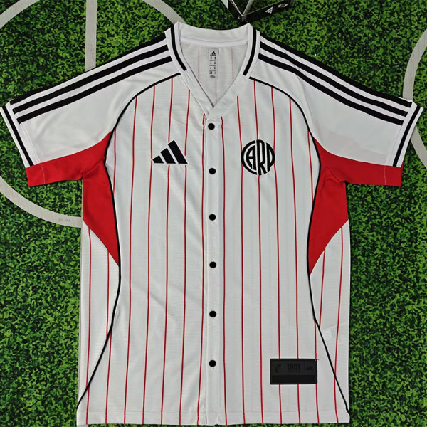 25-26 River Plate White Casual Edition Baseball Jersey