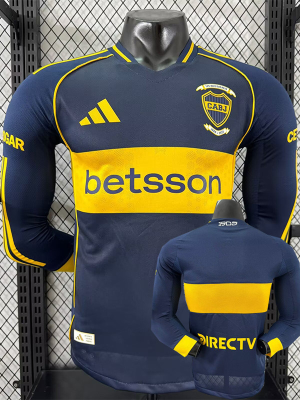 25-26 Boca Juniors Home Long Sleeve Player Version Soccer Jersey (长袖球员)