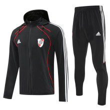 25-26 River Plate Black Hoodie Jacket Tracksuit