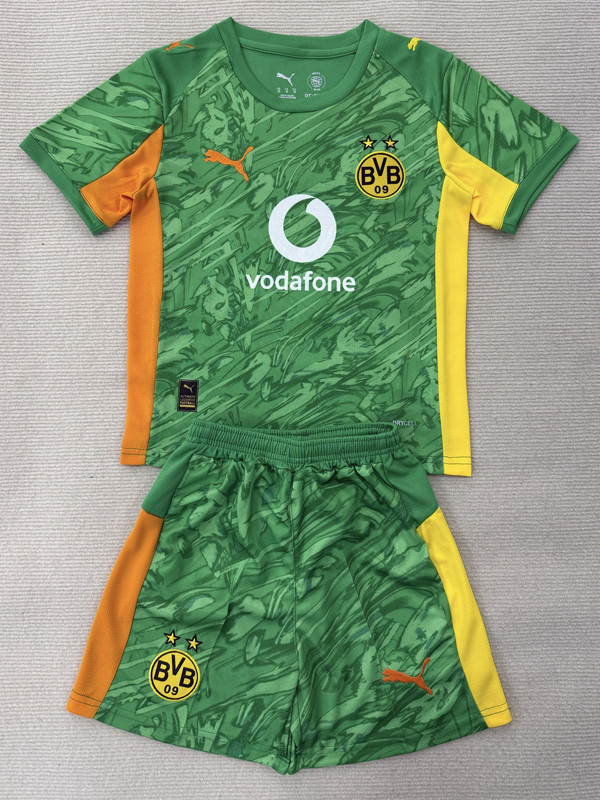 25-26 Dortmund Green Goalkeeper Kids Soccer Jersey