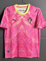 26-27 Portugal Pink Yellow Goalkeeper Fans Soccer Jersey