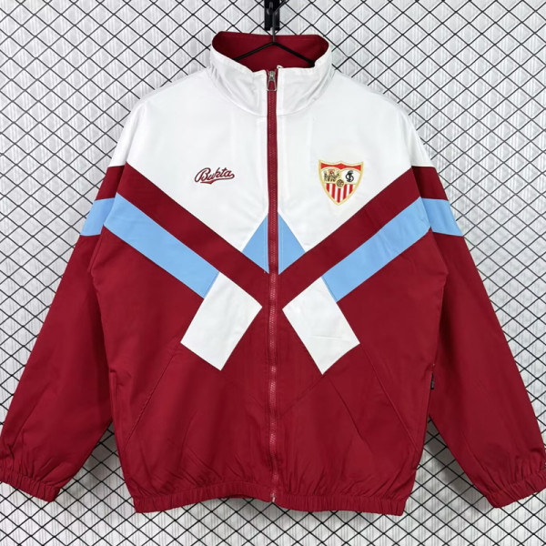 1990-1992 Sevilla White Red Retro Windbreaker