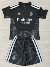 26-27 RMA Black Goalkeeper Kids Soccer Jersey