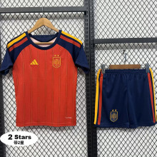 26-27 Spain Home Kids Soccer Jersey (带2星)