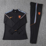 26-27 Netherlands Black Half Pull Tracksuit (半拉链)