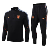 26-27 Netherlands Black Half Pull Tracksuit (半拉链)