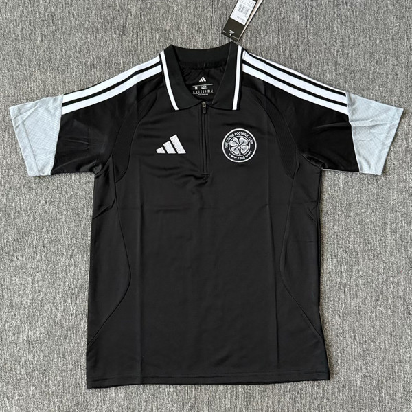 26-27 Celtic Black Polo Short Sleeve (半拉链)