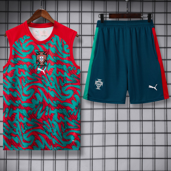 26-27 Portugal Red Green Tank top and shorts suit