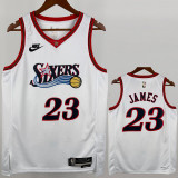 25-26 76ERS JAMES #23 White Retro Top Quality Hot Pressing NBA Jersey (V领)