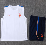 26-27 France White Tank top and shorts suit #D26066