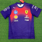 2026 Ferrari Red Blue T-Shirts Racing Suit (Football Jersey Size)(圆领)